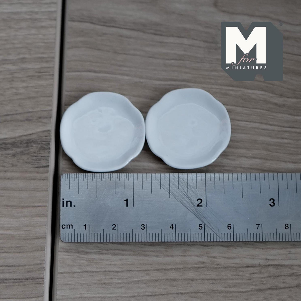 1:12 Scale Miniature Ceramic Round Plates, Plain, Set of 2, 1-3/16 inch dia., DIY Dollhouse Supply (light blue)