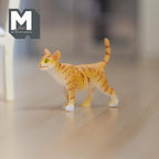 1/12スケール ミニチュア立ち姿のトラ猫、高さ1-5/16インチ、ドールハウス用DIY素材（キャスト樹脂製）（ジンジャー）