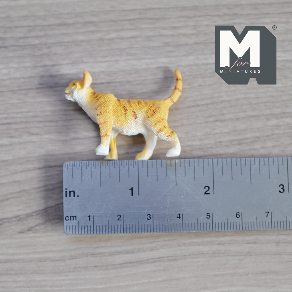 1:12 Scale Miniature Standing Tabby Cat, 1-5/16 inch tall, DIY Dollhouse Supply (cast resin) (ginger)