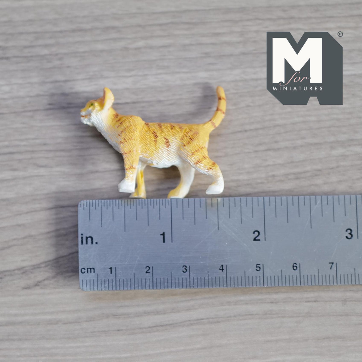 1:12 Scale Miniature Standing Tabby Cat, 1-5/16 inch tall, DIY Dollhouse Supply (cast resin) (ginger)
