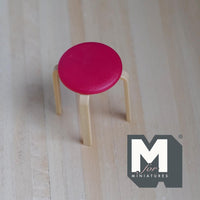 Miniature Round Stool 1:12 Scale Dollhouse Furniture 1-9/16 inch tall (plastic) (red) - C050