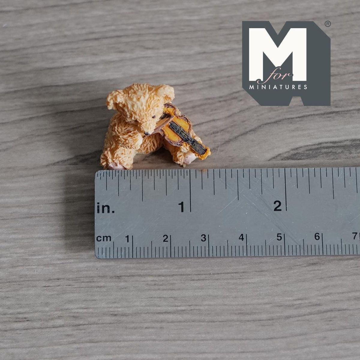 1:12 Scale Miniature Bear Figurine Playing Violin, 1-1/8 inch tall, DIY Dollhouse Supply (resin)