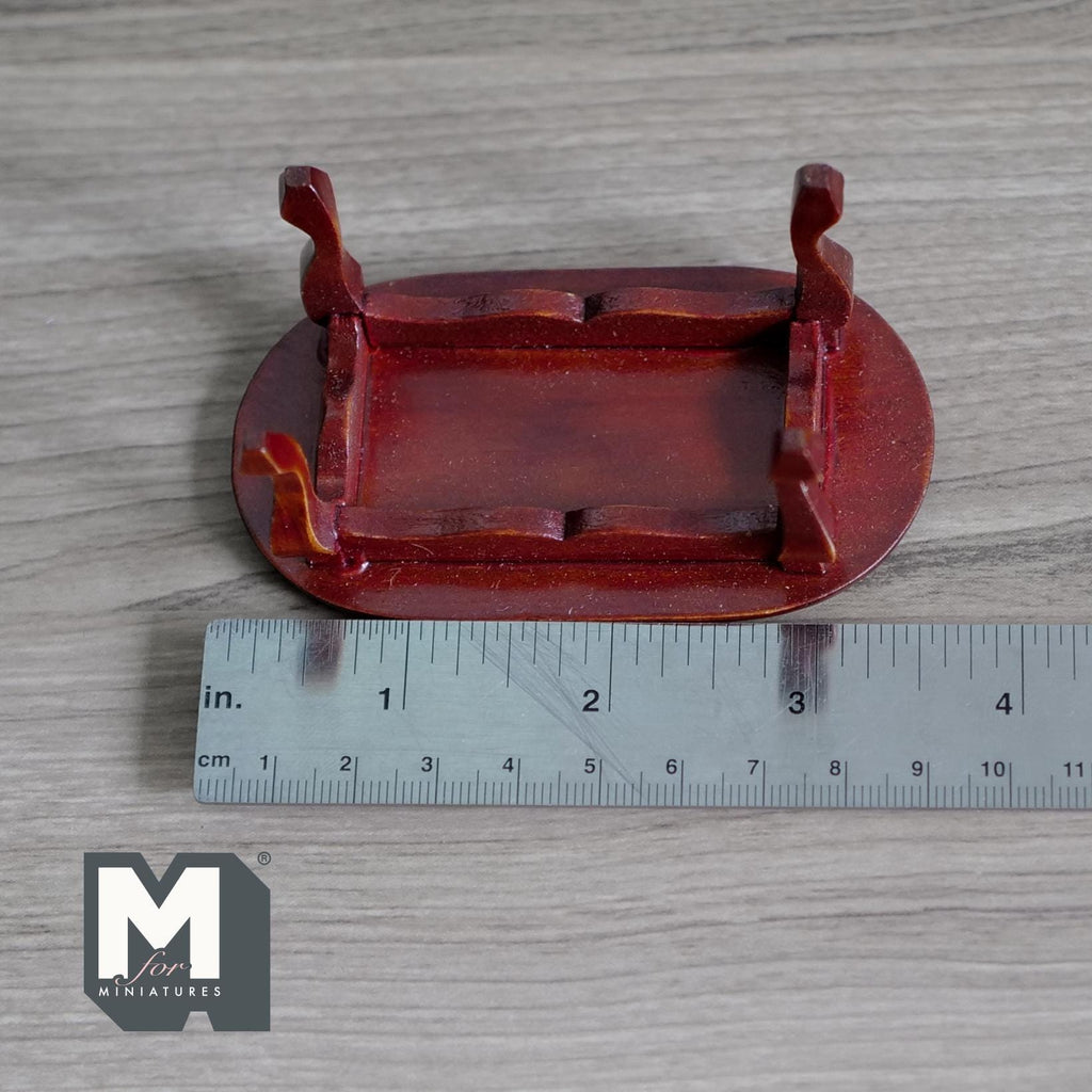 1:12 Scale Miniature Oval Coffee Table with Cabriole Legs, 1-9/16 inch tall, DIY Dollhouse Supply (wood) (brown)