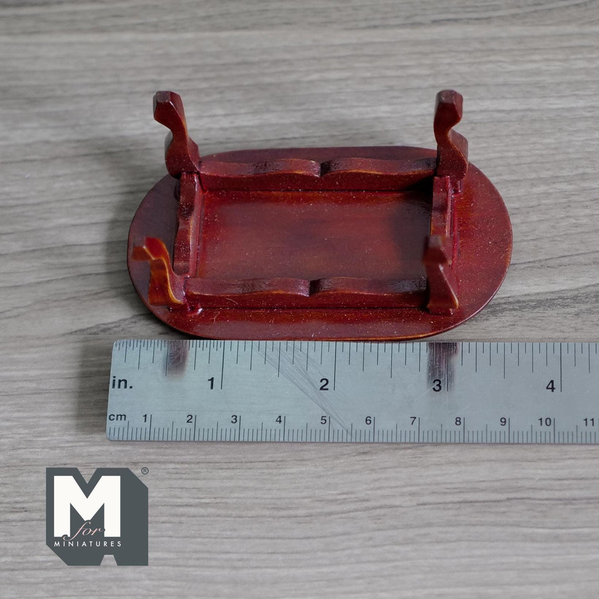 1:12 Scale Miniature Oval Coffee Table with Cabriole Legs, 1-9/16 inch tall, DIY Dollhouse Supply (wood) (brown)