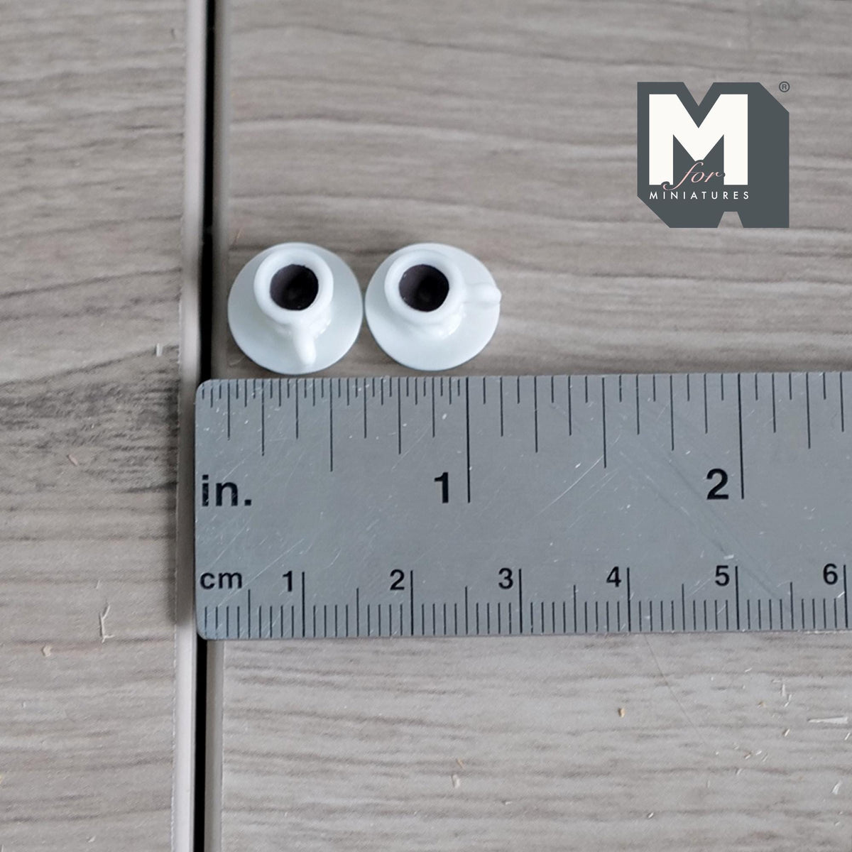 1:12 Scale Miniature Coffee Mugs with Saucers, Set of 2, 3/8 inch tall, DIY Dollhouse Supply (1 piece)