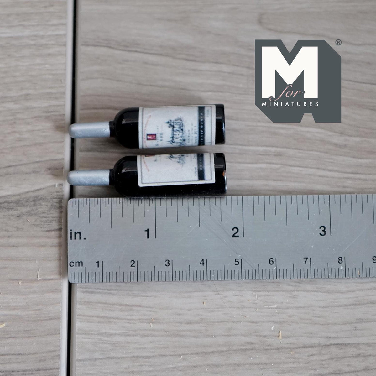 Miniature Large Size Wine Bottles Set of 2 , 1:12 Scale Large Red Wine Bottles 1-13/16 inch tall  - B040