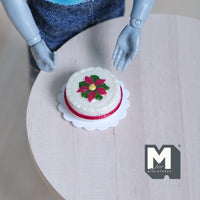 Miniature Christmas Cake 1:12 Scale Dollhouse Decorated Cake 3/4 inch dia. (resin) (non edible) - E033