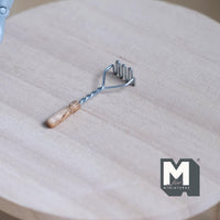 Miniature Potato Masher 1:12 Scale Dollhouse Hand Spud Masher with Wood Handle 1-1/8 inch long (metal) - F049