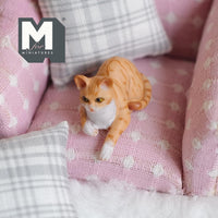 Miniature Relaxing Tabby Cat 1:12 Scale Dollhouse Animal Cat 1-5/16 inch long (resin) (cream) - C048