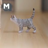 Miniature Walking Tabby Cat 1:12 Scale Dollhouse Animal 1-9/16 inch long (resin) (gray) - C048