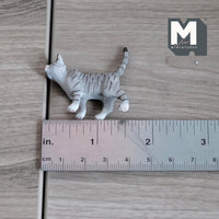 Miniature Walking Tabby Cat 1:12 Scale Dollhouse Animal 1-9/16 inch long (resin) (gray) - C048