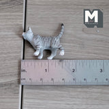 Miniature Walking Tabby Cat 1:12 Scale Dollhouse Animal 1-9/16 inch long (resin) (gray) - C048