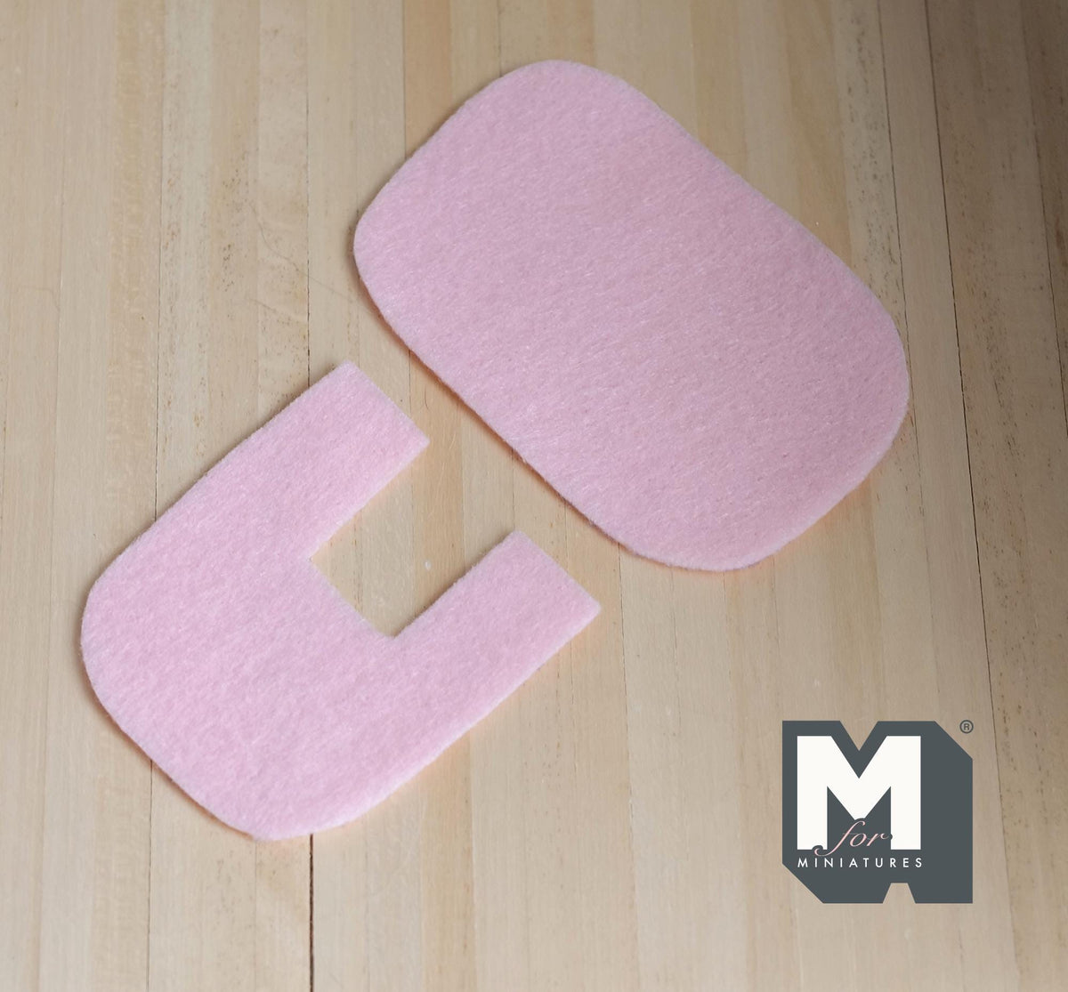 1:12 Scale Miniature Bath Mat and U Shaped Toilet Mat, Set of 2, 3-7/8 inch long, DIY Dollhouse Supply (pink)