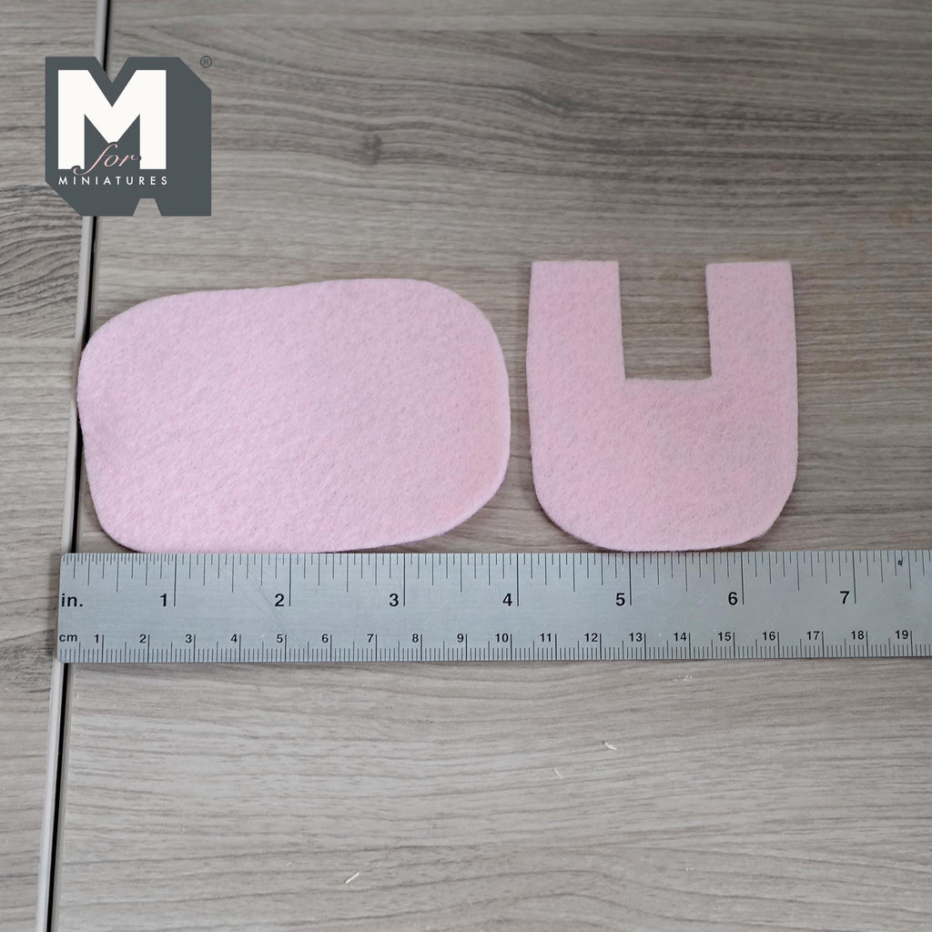 1:12 Scale Miniature Bath Mat and U Shaped Toilet Mat, Set of 2, 3-7/8 inch long, DIY Dollhouse Supply (pink)