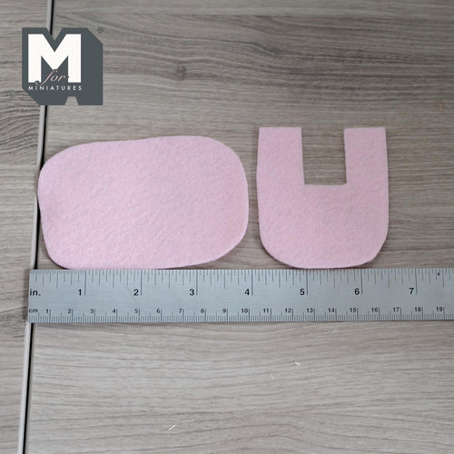 1:12 Scale Miniature Bath Mat and U Shaped Toilet Mat, Set of 2, 3-7/8 inch long, DIY Dollhouse Supply (pink)