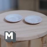 Miniature Dining Plates Set of 2 , 1:12 Scale Dollhouse Supplies Tableware 1 inch dia. (metal) (light gray) - A029
