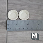 1:12 Scale Miniature Metal Dining Plates, Set of 2, 1 inch dia., DIY Dollhouse Supply (cream)