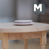 Miniature Dining Plates 1:12 Scale Dollhouse Supplies Tableware Serving Plates Set of 2 , 1-1/8 inch dia. (metal) (light gray) - A027