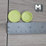 Miniature Dining Plates 1:12 Scale Dollhouse Supplies Tableware Serving Plates Set of 2 , 1-1/8 inch dia. (metal) (light green) - A027
