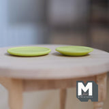 Miniature Dining Plates 1:12 Scale Dollhouse Supplies Tableware Serving Plates Set of 2 , 1-1/8 inch dia. (metal) (light green) - A027