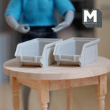 Dollhouse Miniature Stackable Bins 2 Piece Set Style Gray