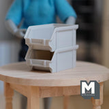 Dollhouse Miniature Stackable Bins 2 Piece Set Style Gray