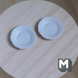 Miniature Dining Plates Set of 2 , 1:12 Scale Dollhouse Supplies Tableware 1 inch dia. (metal) (light gray) - A029