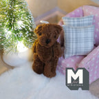 Miniature plysbamse med bevægelige arme og ben i skala 1:12, 2-1/2 inch høj, gør-det-selv-materiale til dukkehus (brun)