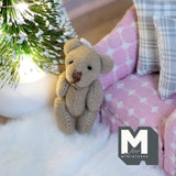 Miniature Plush Bear Doll 1:12 Scale Dollhouse Supplies Baby Room Decoration Adjustable Arms and Legs 1-5/8 inch tall (light brown) - G025