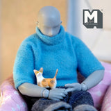 Miniature Standing Tabby Kitten 1:12 Scale Dollhouse Supplies Tabby Cat 9/16 inch long (resin) - C048