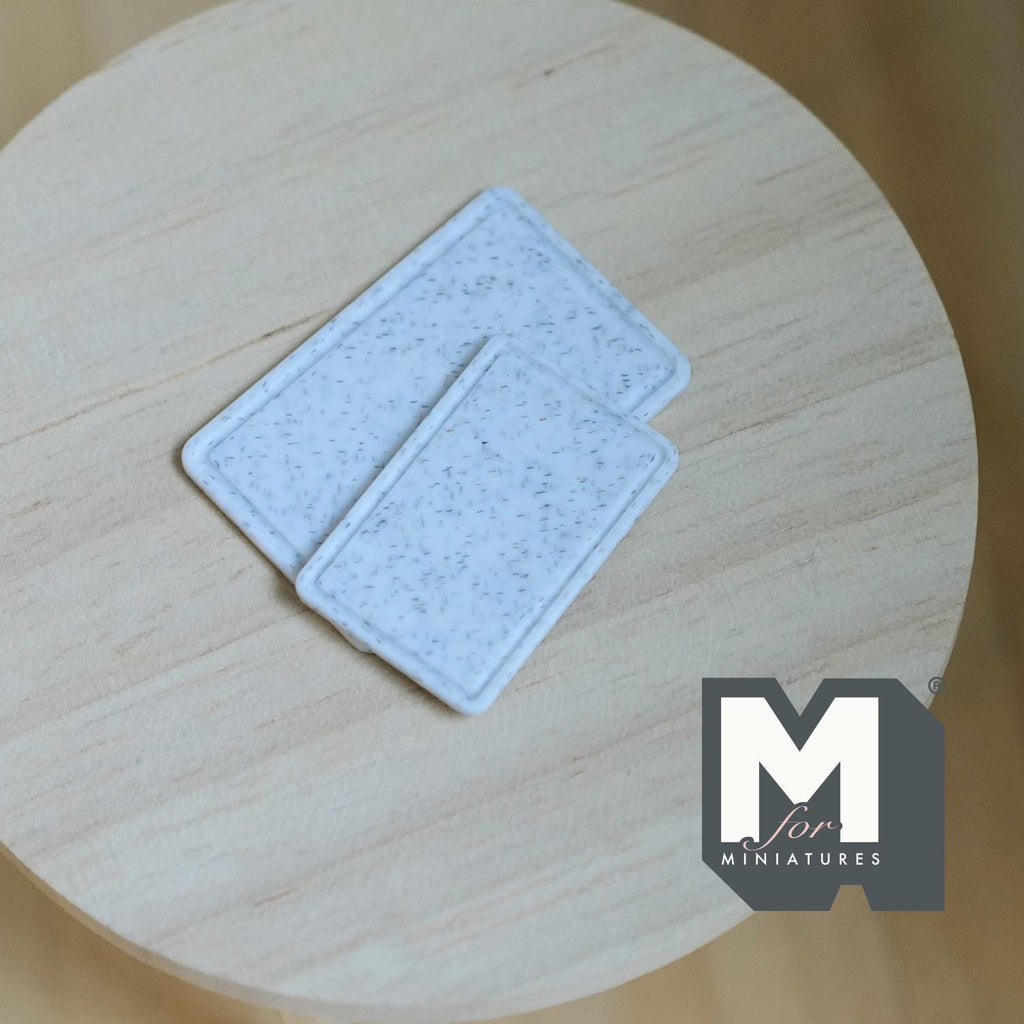 1:12 Scale Miniature Cutting Boards, Set of 2, 1-7/16 inch long, DIY Dollhouse Supply (white)