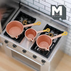 1:12 Scale Miniature Metal Saucepans, Set of 3, 1-15/16 inch long, DIY Dollhouse Supply (copper)
