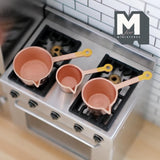 Miniature Cooking Pots 3-Piece 1:12 Scale Dollhouse Supplies Kitchenware Cookware Cooking Ware 1-15/16 inch long (metal plated) - E035