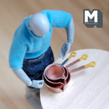 Miniature Cooking Pots 3-Piece 1:12 Scale Dollhouse Supplies Kitchenware Cookware Cooking Ware 1-15/16 inch long (metal plated) - E035