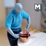 Miniature Cooking Pots 3-Piece 1:12 Scale Dollhouse Supplies Kitchenware Cookware Cooking Ware 1-15/16 inch long (metal plated) - E035