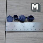 1:12 Scale Miniature Metal Pentagon Teapot with Cups and Plates, Set of 5, 9/16 inch tall, DIY Dollhouse Supply (dark blue)