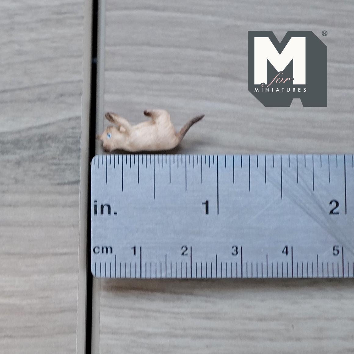 1:12 Scale Miniature Kitten Lying Upside Down, Playing, 7/8 inch long, DIY Dollhouse Supply (resin) (orange and white)