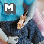 1:12 Scale Miniature Kitten Lying Upside Down, Playing, 7/8 inch long, DIY Dollhouse Supply (resin) (orange and white)