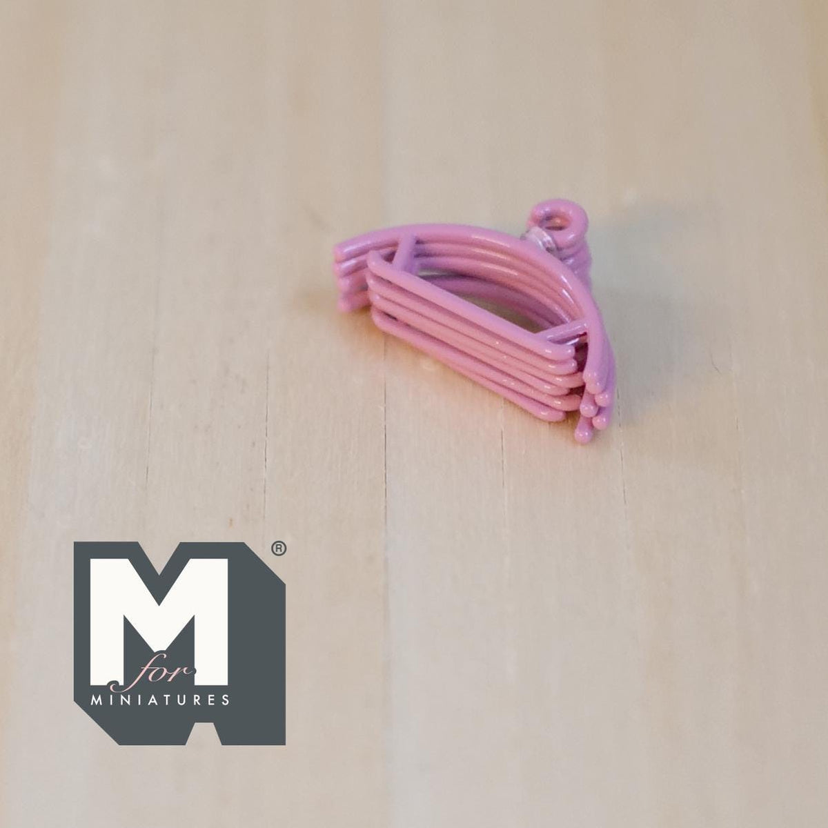 1:12 Scale Miniature Clothes Hangers, Set of 6, 15/16 inch wide, DIY Dollhouse Supply (metal) (pink)