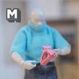 Miniature Clothes Hanger Set of 6 , 1:12 Scale Coat Hanger 15/16 inch wide (metal) (pink) - C041