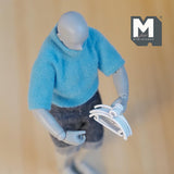 Miniature Clothes Hanger Set of 6 , 1:12 Scale Coat Hanger 15/16 inch wide (metal) (white) - C041