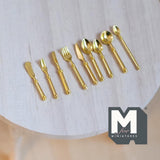 Dollhouse Flatware 1:12 Scale Miniature Tableware Spoon Fork Knife Set of 9 (metal) - F074