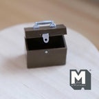 1:12 Scale Miniature Metal Toolbox with Handle and Clasp, 1 inch long, DIY Dollhouse Supply (brown)