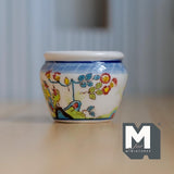 Dollhouse Miniature Ceramic Phoenix Themed Tree Pot Large Size 1:12 Scale Dollhouse Supplies Planter 1-3/4"(Dia.) - B059