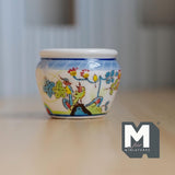 Dollhouse Miniature Ceramic Phoenix Themed Tree Pot Large Size 1:12 Scale Dollhouse Supplies Planter 1-3/4"(Dia.) - B059