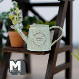 Miniature Rustic Slanted Watering Can 1:12 Scale Dollhouse Garden Metal Flower Water Pot 15/16 inch tall (light green / teal) - B060
