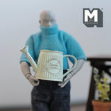 Miniature Rustic Slanted Watering Can 1:12 Scale Dollhouse Garden Metal Flower Water Pot 15/16 inch tall (light green / teal) - B060