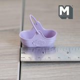 Dollhouse Supplies Fairy Garden Flower Basket 1:12 Scale Miniature Metal Flower Caddy Planter Basket 1-5/8 inch long (purple) - I016