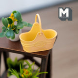 Dollhouse Supplies Fairy Garden Flower Basket 1:12 Scale Miniature Metal Flower Caddy Planter Basket 1-5/8 inch long (orange) - I016