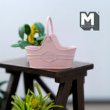 Dollhouse Supplies Fairy Garden Flower Basket 1:12 Scale Miniature Metal Flower Caddy Planter Basket 1-5/8 inch long (pink) - I016